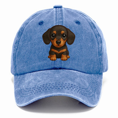 Baby Dachshund Puppy - long body, short legs, floppy ears, curious eyes, - Classic Cap - Summer Sky(Blue)
