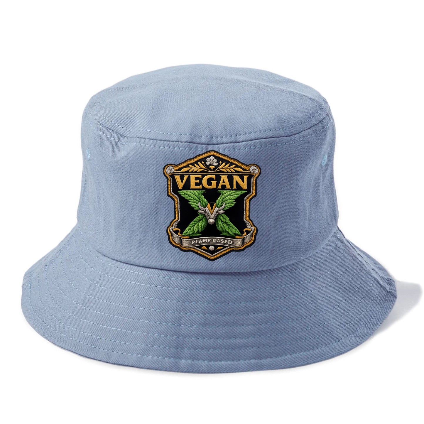 VEGAN X - plant-based symbol in green , animal rights - Bucket Hat - Summer Sky(Blue)