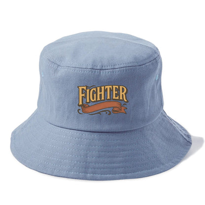 Bold typography design - "FIGHTER" - never giving up, battling on - Bucket Hat - Summer Sky(Blue)