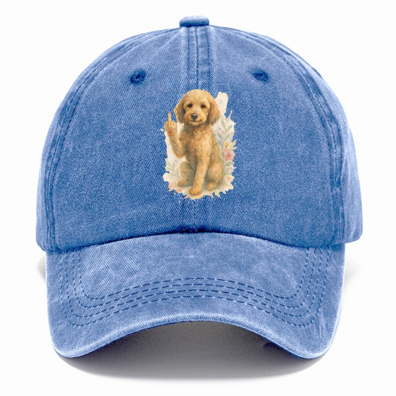 Labradoodle hypoallergenic with wavy coat, intelligent eyes, paw raised - Classic Cap - Summer Sky(Blue)
