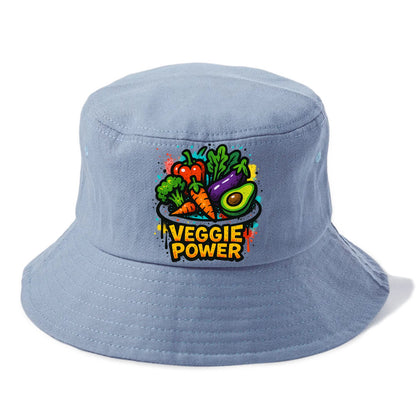 Colorful vegetables and plants on plate - plant-based lifestyle, veggie power - Bucket Hat - Summer Sky(Blue)
