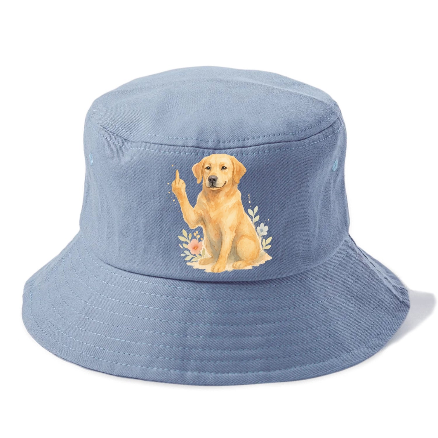 Labrador Retriever yellow sitting pretty, friendly face, strong paw up with sass - Bucket Hat - Summer Sky(Blue)