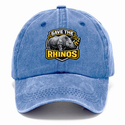 SAVE THE RHINOS - rhino silhouette in gray , horn protection - Classic Cap - Summer Sky(Blue)