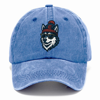 Storrs Husky wearing UConn beanie with C patch - Classic Cap - Summer Sky(Blue)