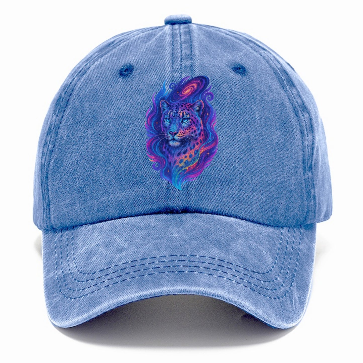 Majestic snow leopard with rainbow gradient spots, crystalline flowing patterns, - Classic Cap - Summer Sky(Blue)