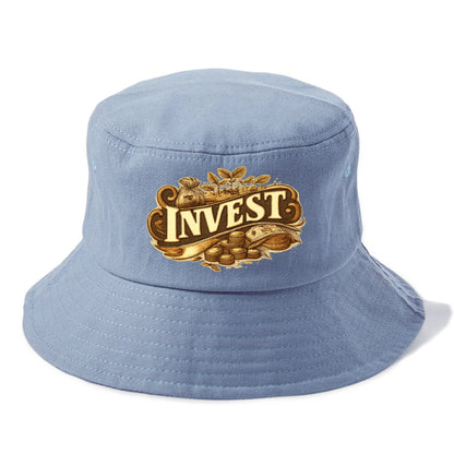 Bold typography design - "INVEST" - growing money, smart decisions - Bucket Hat - Summer Sky(Blue)