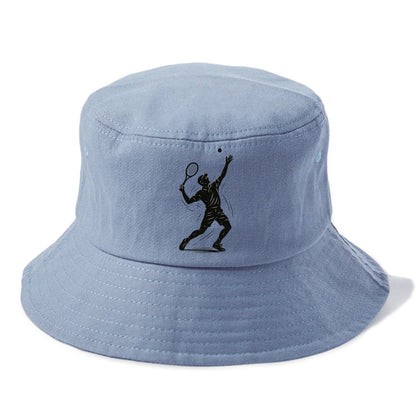 Tennis player serving with powerful form - Bucket Hat - Summer Sky(Blue)