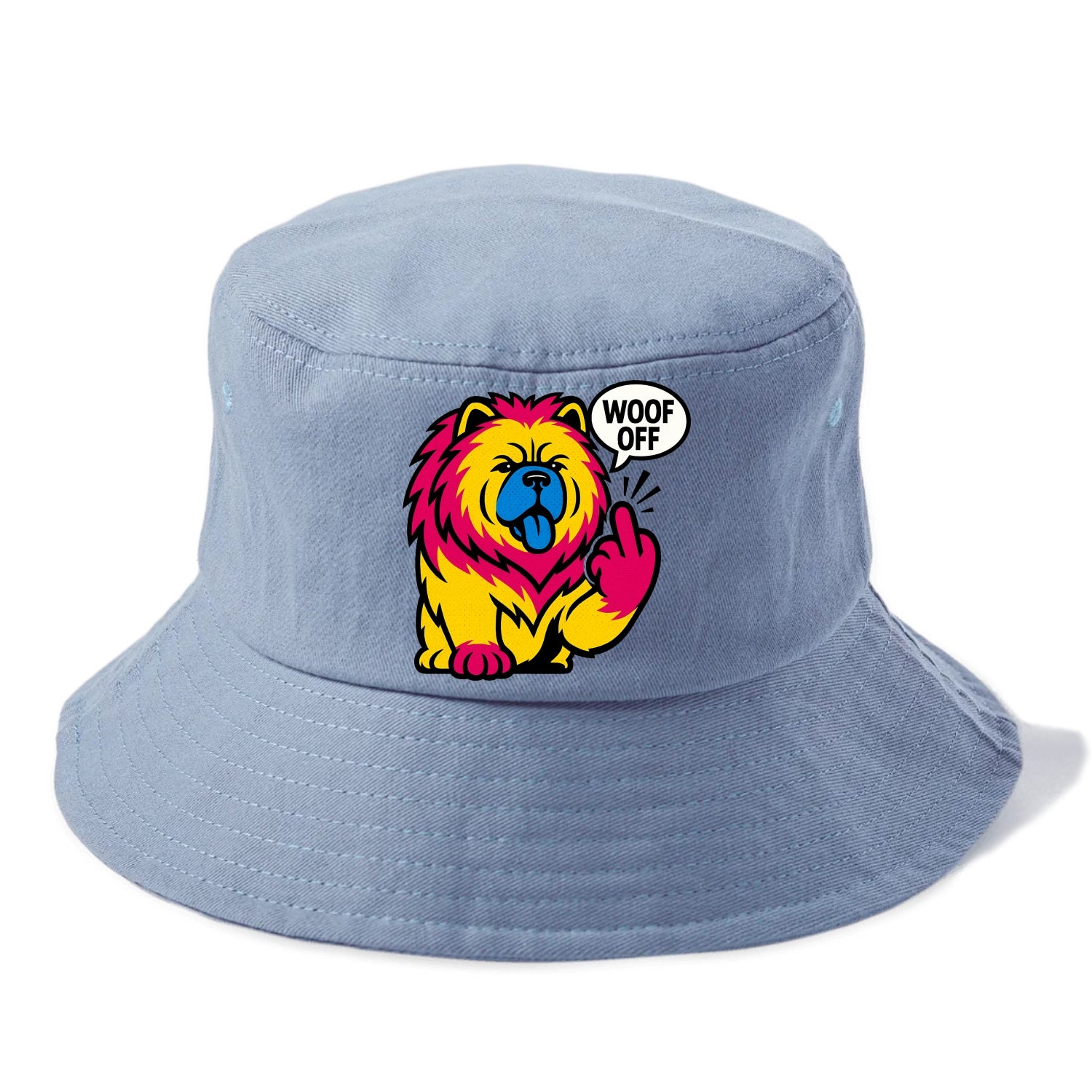 Chow Chow with lion mane and blue-black tongue, fluffy dignified paw up with sass - Bucket Hat - Summer Sky(Blue)