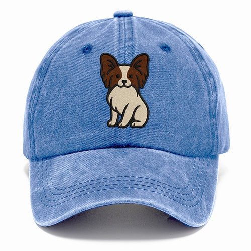 Papillon - White with brown ears sitting Classic Cap