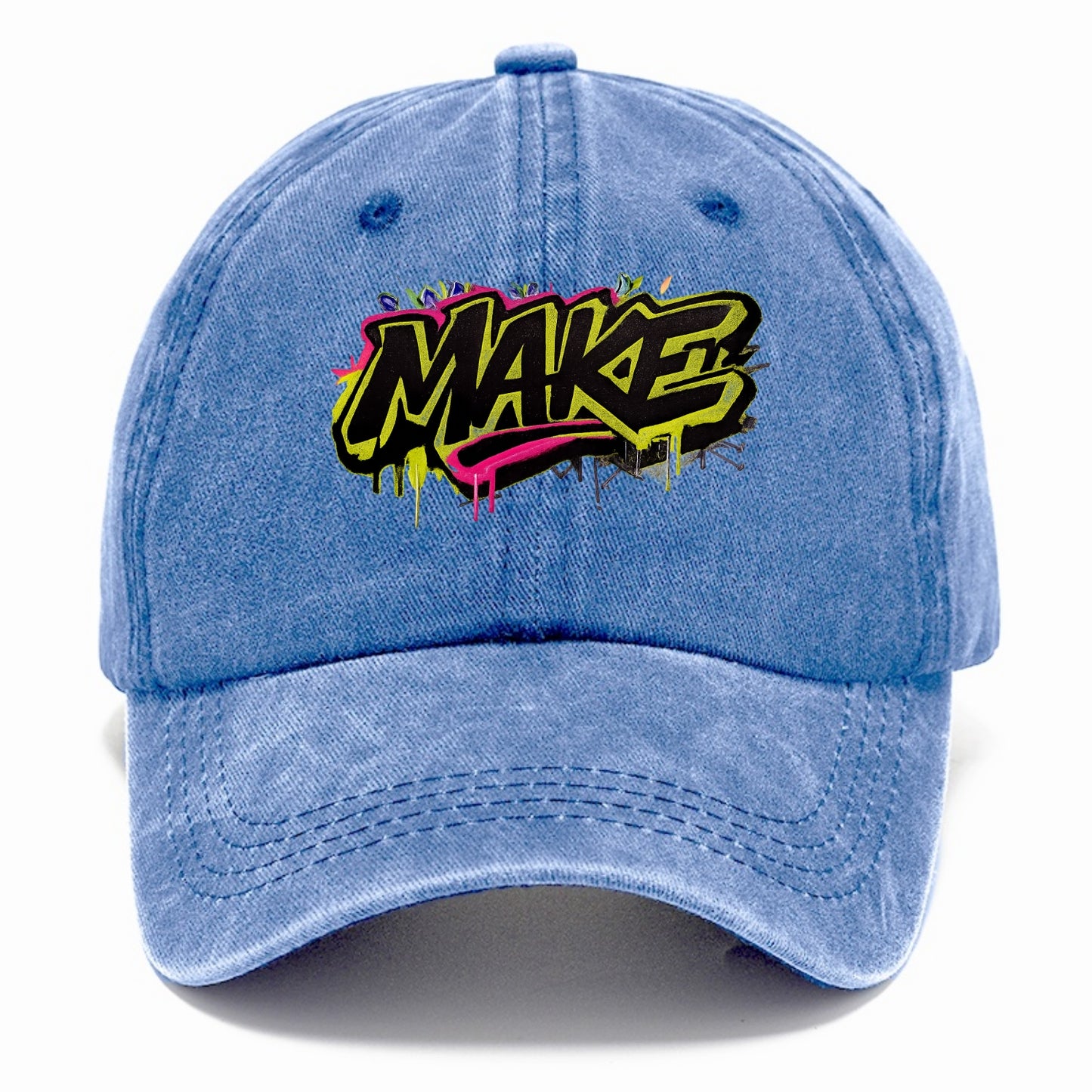 Bold typography design - "MAKE" - creating, producing, doing - Classic Cap - Summer Sky(Blue)