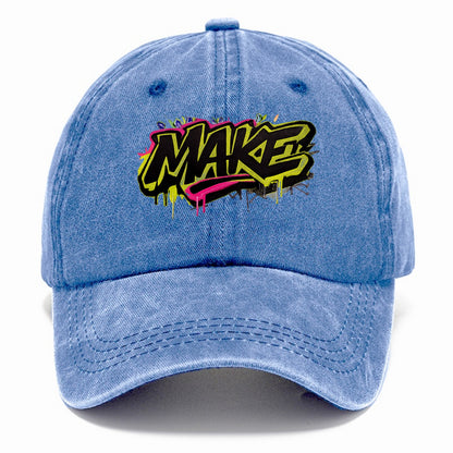 Bold typography design - "MAKE" - creating, producing, doing - Classic Cap - Summer Sky(Blue)