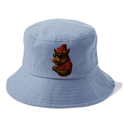 Arizona Javelina wearing Cardinals beanie with desert patch and wayfarer sunglasses - Bucket Hat - Summer Sky(Blue)