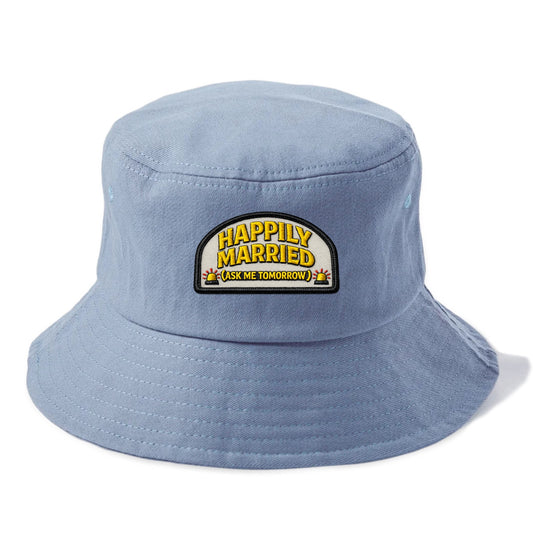 HAPPILY MARRIED  - yellow ask tomorrow - yellow - marital flux - Bucket Hat - Summer Sky(Blue)