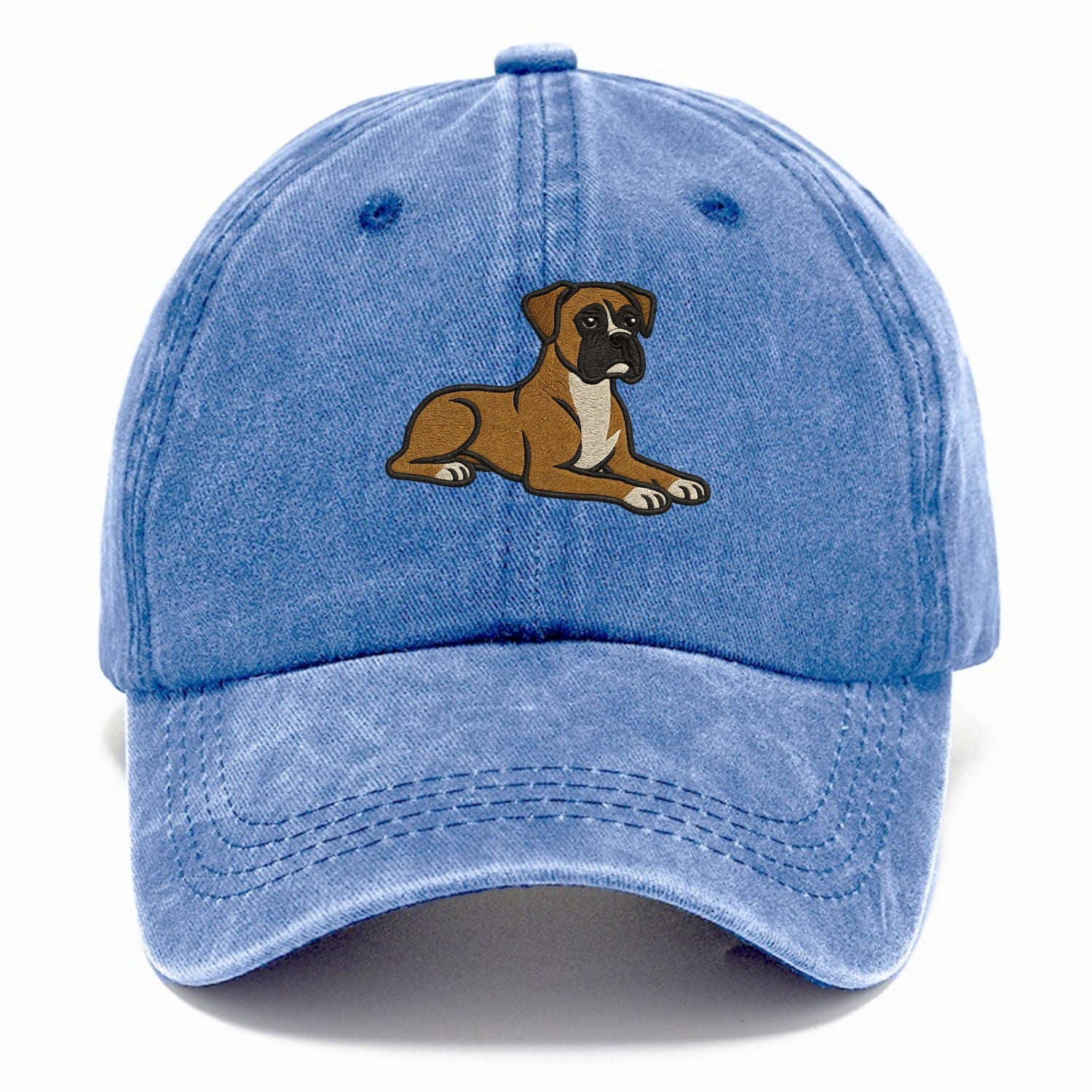 Boxer - Fawn colored relaxed lying down Classic Cap - Summer Sky(Blue)