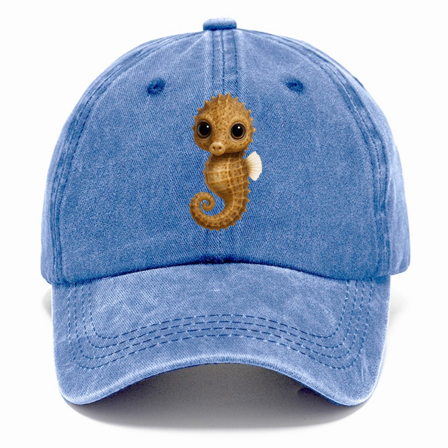 Baby Seahorse - curled tail, snout, large eyes, front-facing, delicate and cute - Classic Cap - Summer Sky(Blue)