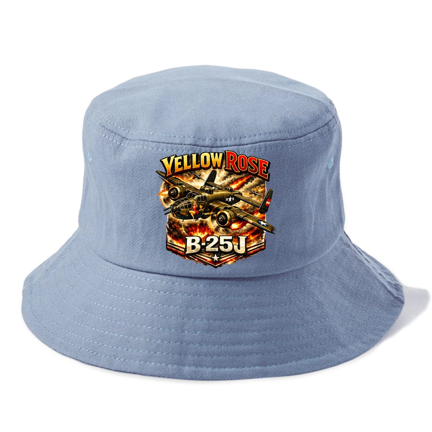 B 25j Yellow Rose - Bucket Hat - Summer Sky(Blue)