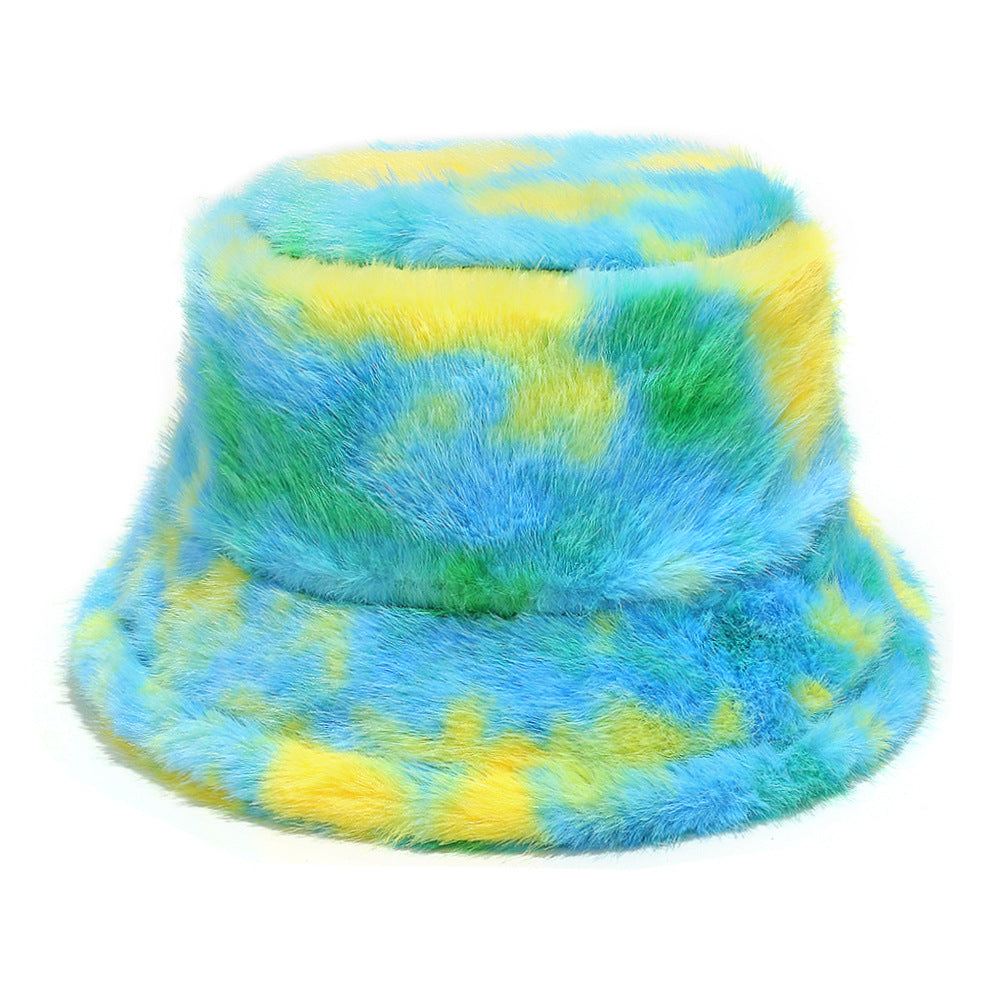 Tie-Dye Fur Fisherman Hat - Warm Ear Protection
