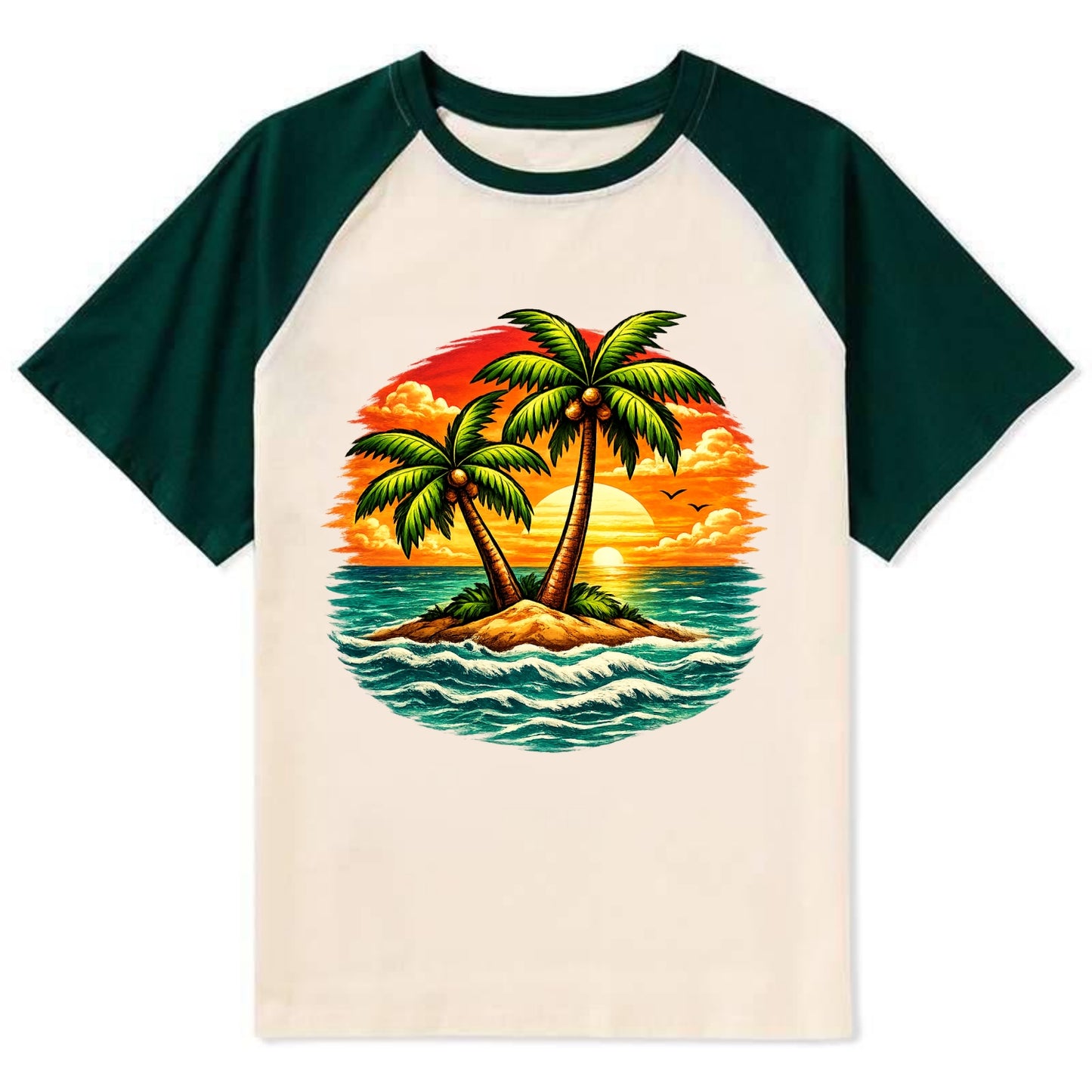 Tropical Island - Contrast Raglan T-shirt