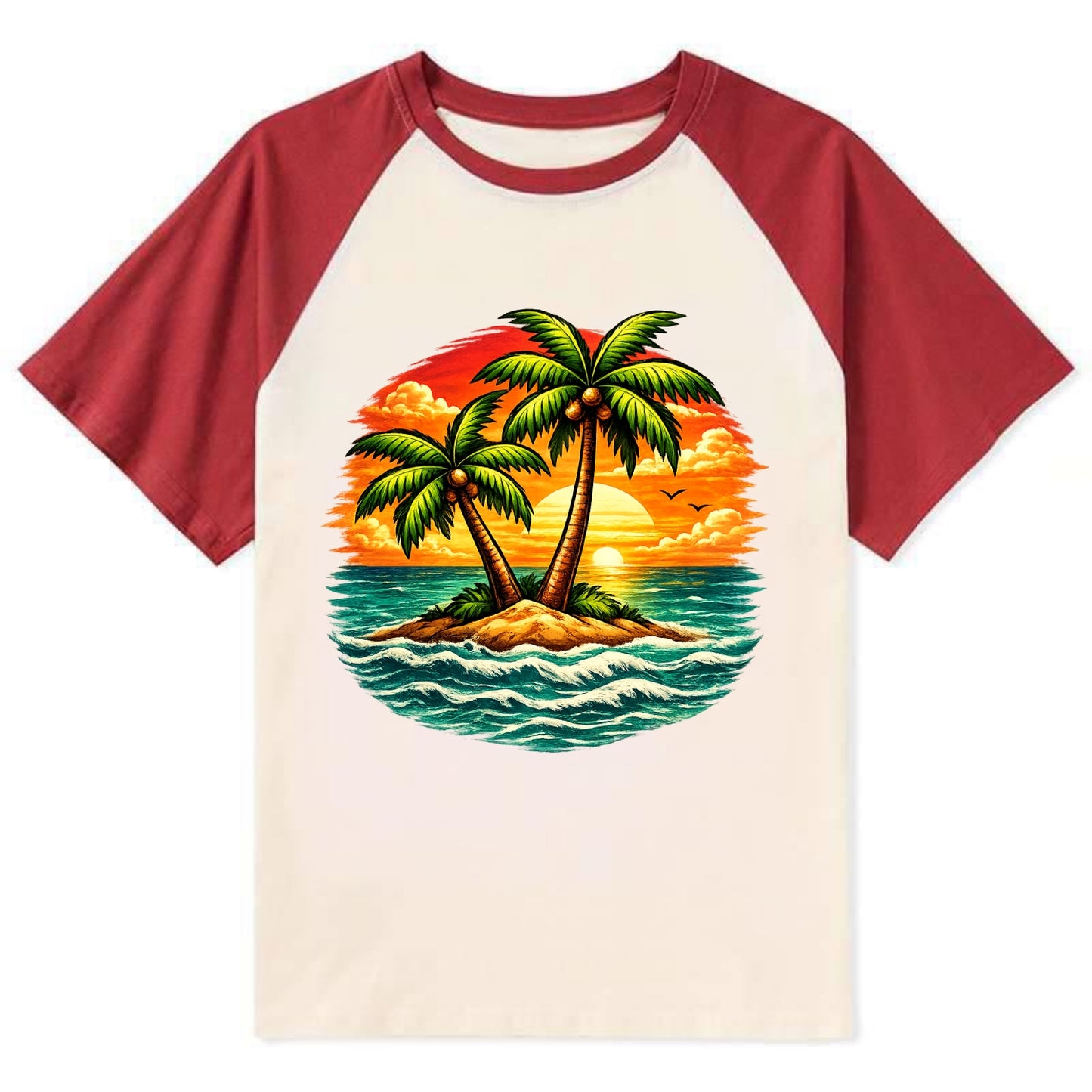 Tropical Island - Contrast Raglan T-shirt