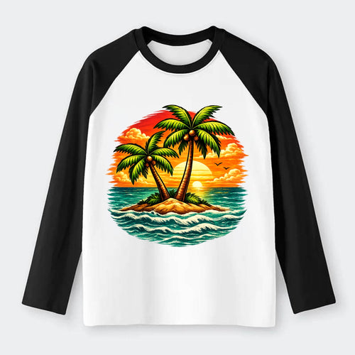 Tropical Island - Raglan Long Sleeve T-Shirt