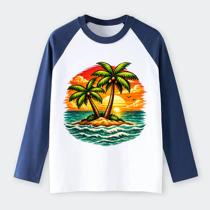 Tropical Island - Raglan Long Sleeve T-Shirt