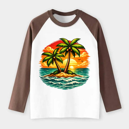 Tropical Island - Raglan Long Sleeve T-Shirt