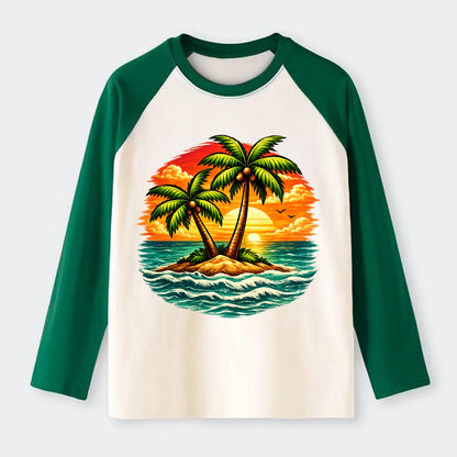 Tropical Island - Raglan Long Sleeve T-Shirt