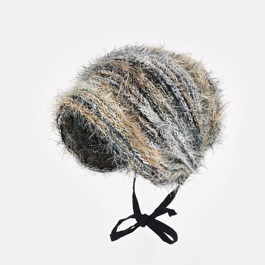 Tie-Back Plush Knit Hat - Cozy & Chic Winter Style