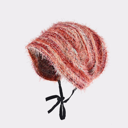 Tie-Back Plush Knit Hat - Cozy & Chic Winter Style