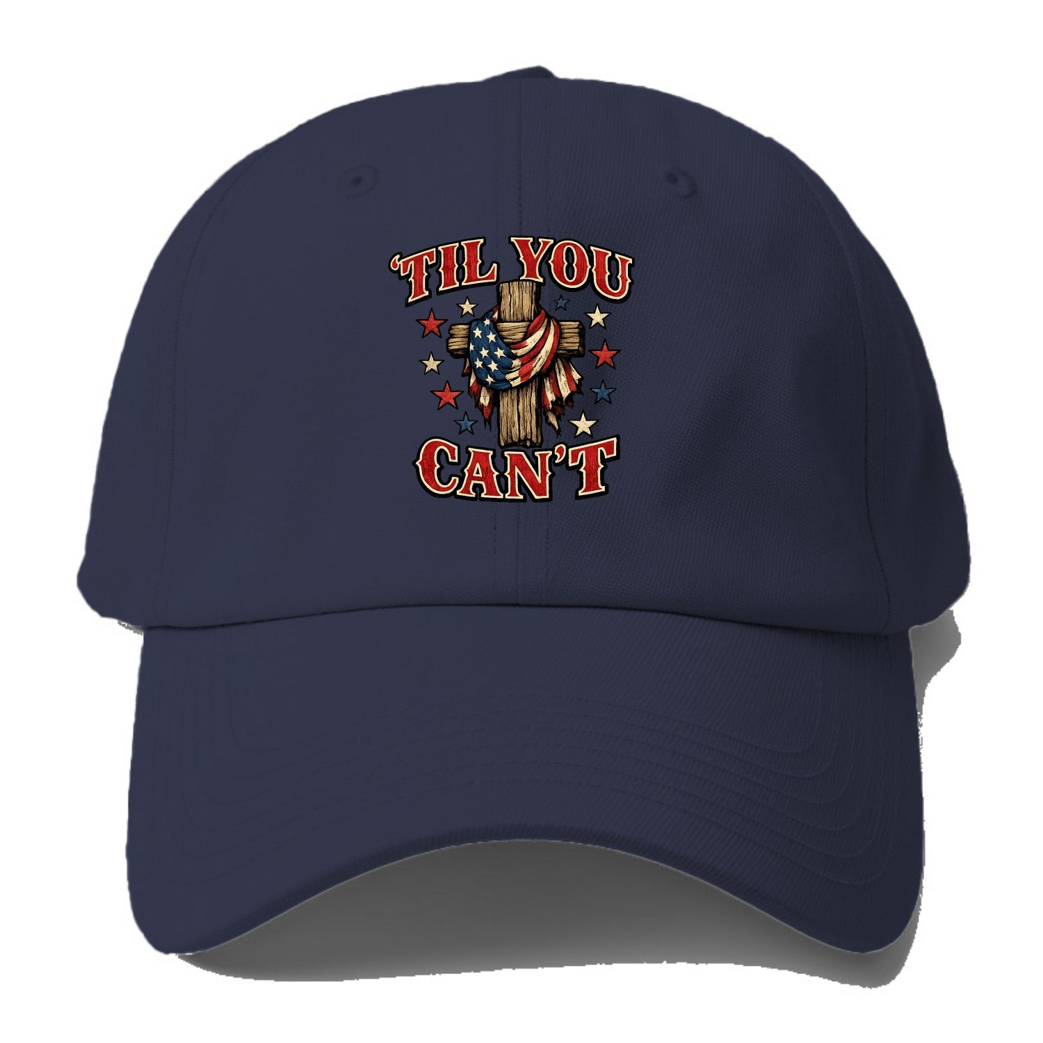 Til You Cant - Flag Cross - Baseball Cap For Big Heads