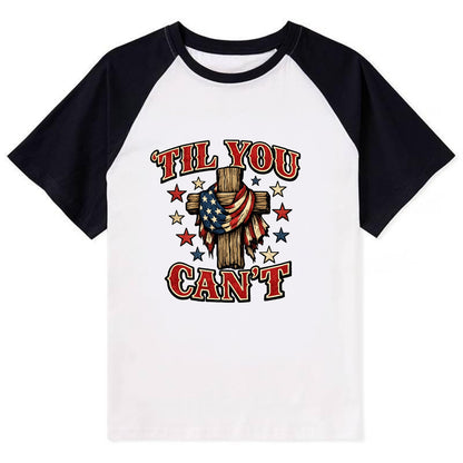 Til You Cant - Flag Cross - Contrast Raglan T-shirt