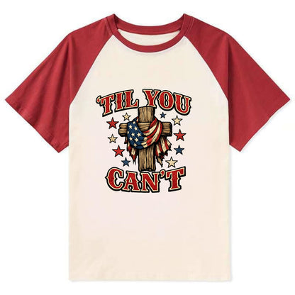 Til You Cant - Flag Cross - Contrast Raglan T-shirt