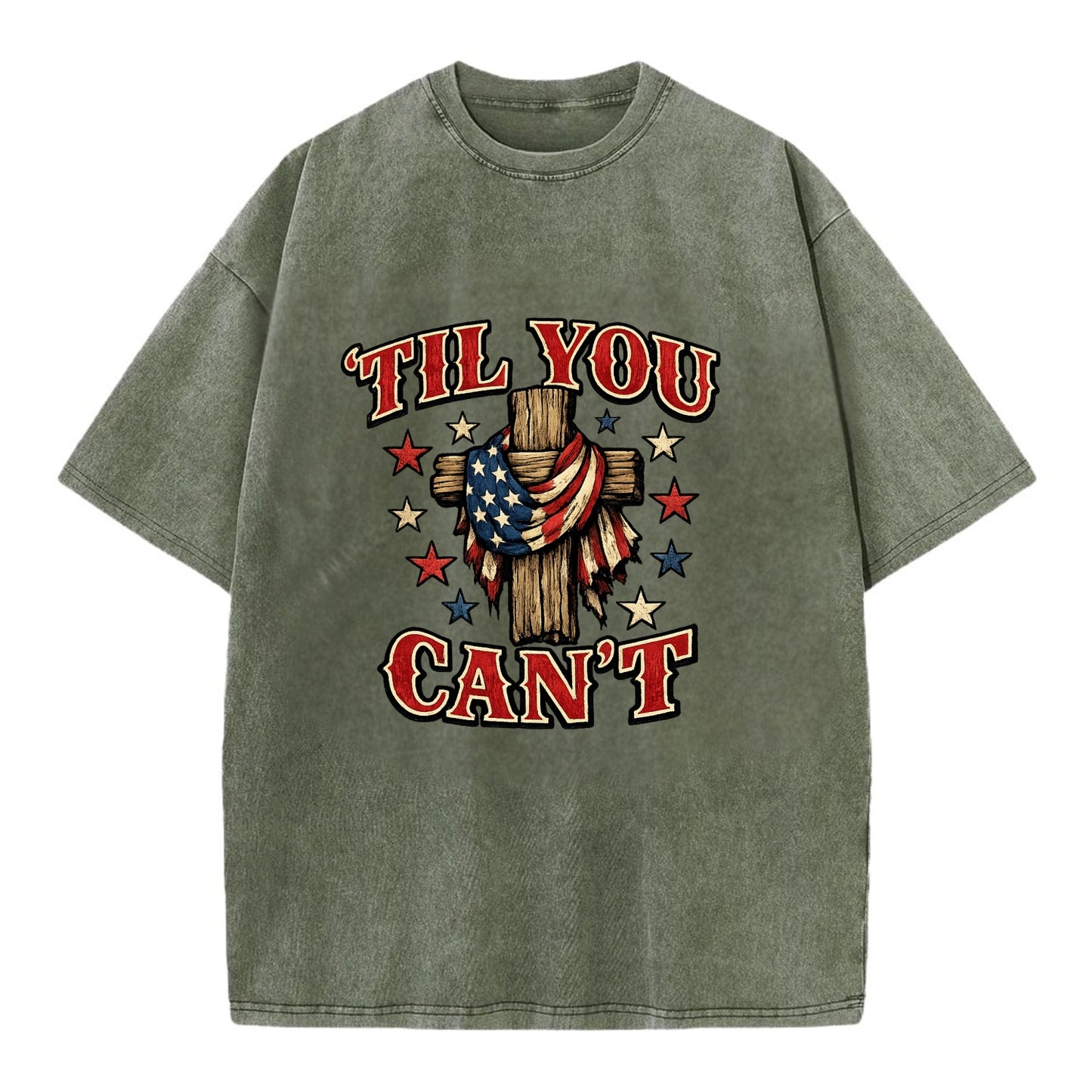 Til You Cant - Flag Cross - Vintage T-shirt