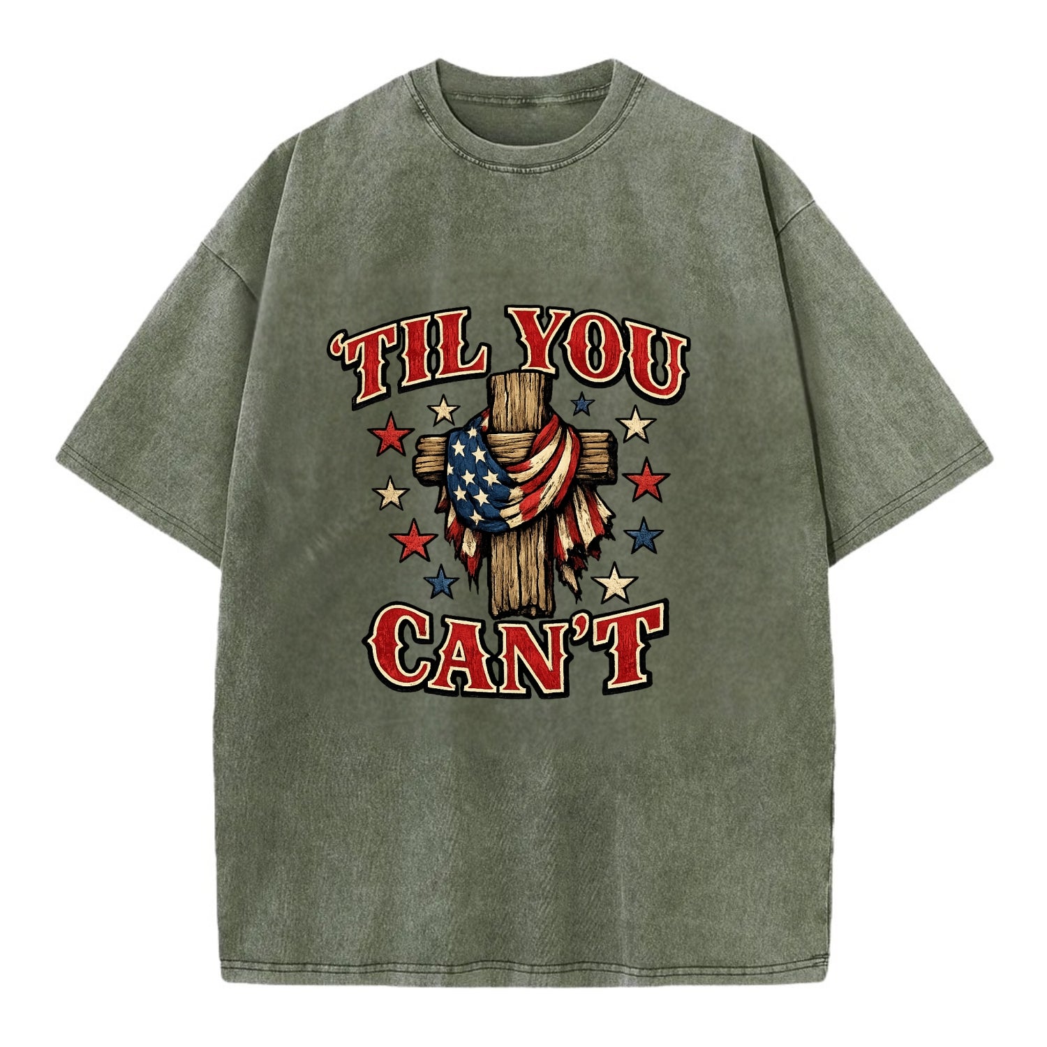 Til You Cant - Flag Cross - Vintage T-shirt