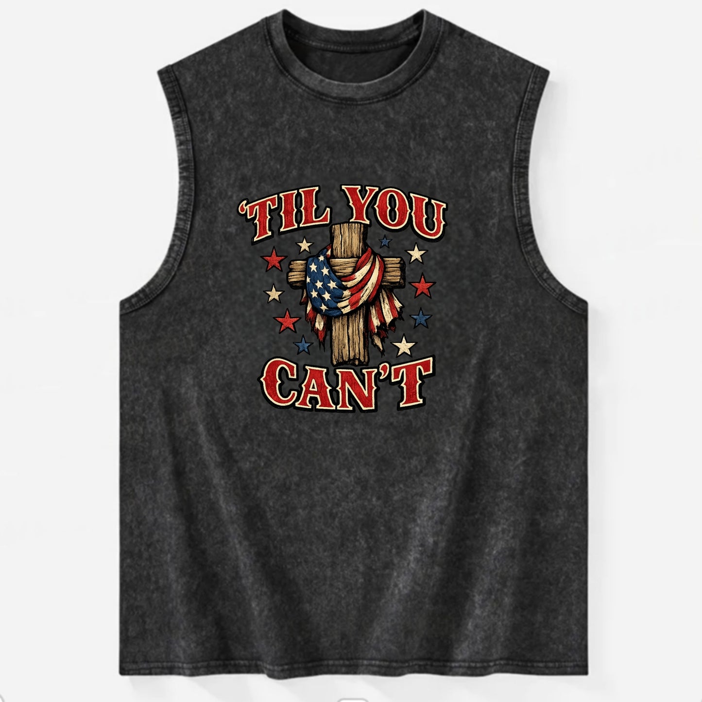 Til You Cant - Flag Cross - Vintage Washed Tank