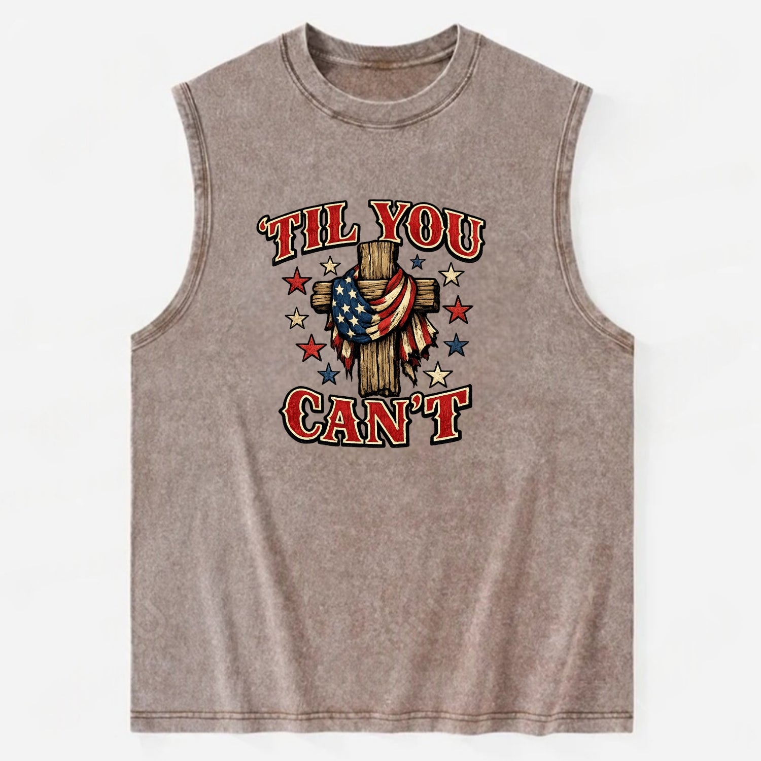 Til You Cant - Flag Cross - Vintage Washed Tank