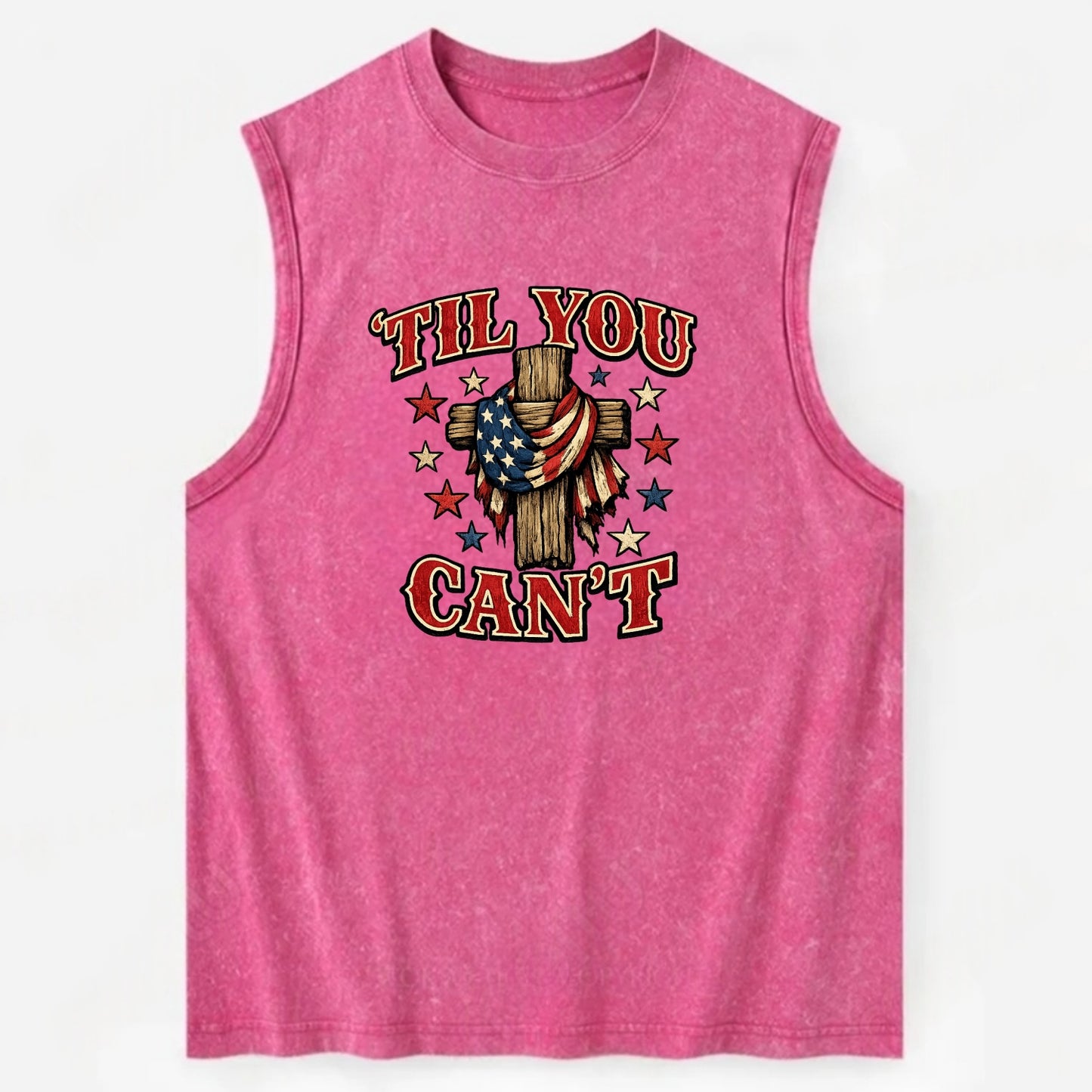 Til You Cant - Flag Cross - Vintage Washed Tank