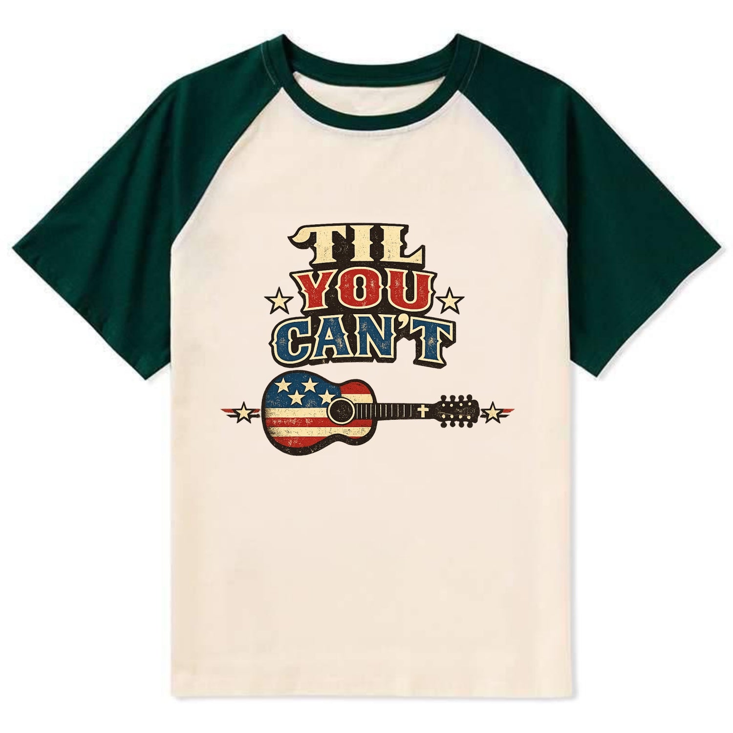 Til You Cant - Flag Guitar - Contrast Raglan T-shirt
