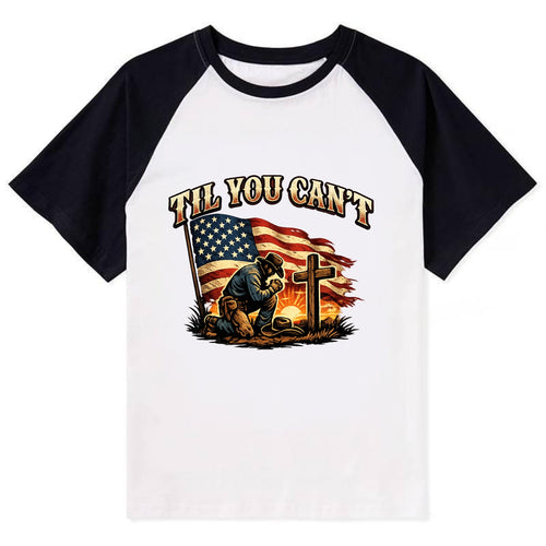 Til You Cant - Praying Cowboy - Contrast Raglan T-shirt