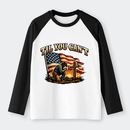 Til You Cant - Praying Cowboy - Raglan Long Sleeve T-Shirt