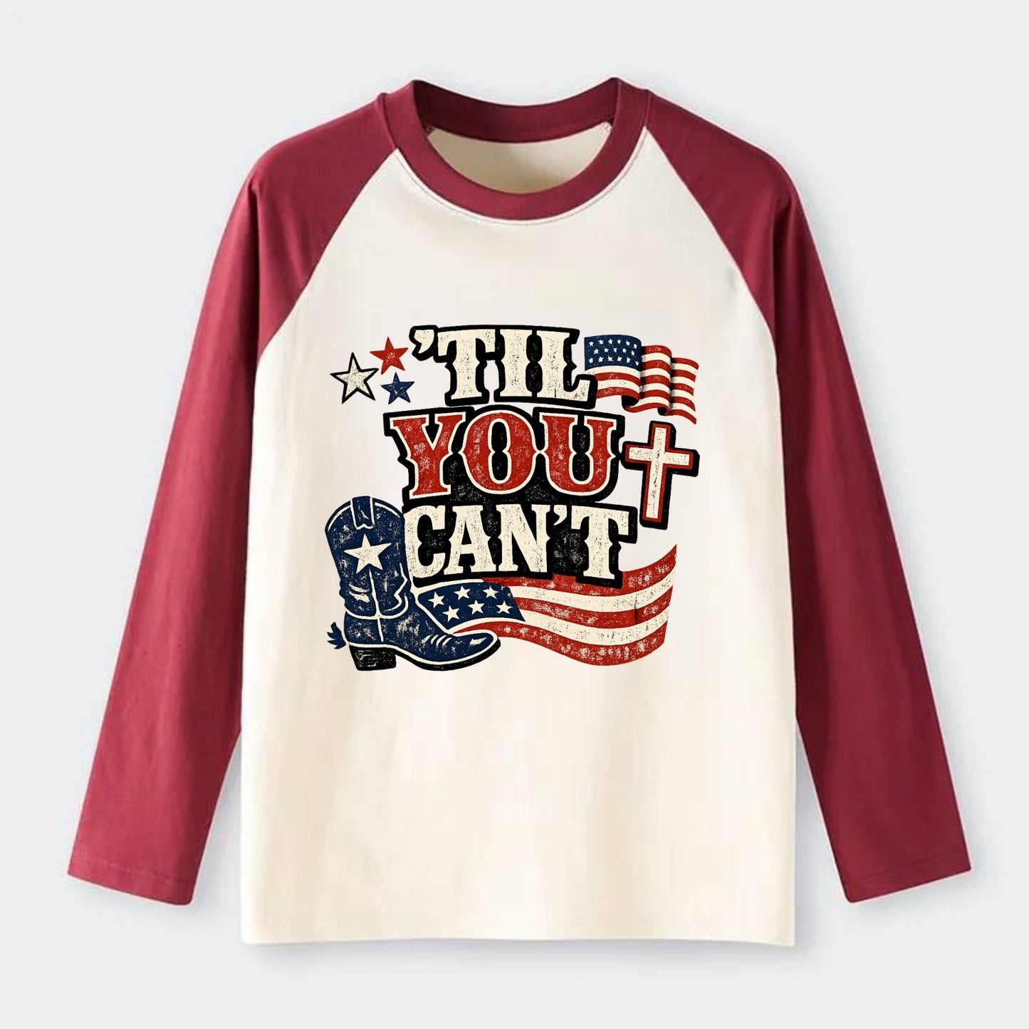 Til You Cant - Patriot Cross - Raglan Long Sleeve T-Shirt