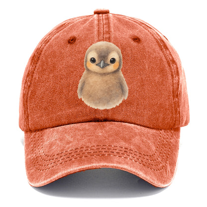 Baby King Penguin - orange cheek patches, fluffy brown, large eyes, front-facing, - Classic Cap - Terracotta Clay(Orange)
