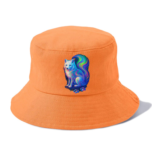 Graceful arctic fox with tail streaming aurora colors, white fur with prismatic - Bucket Hat