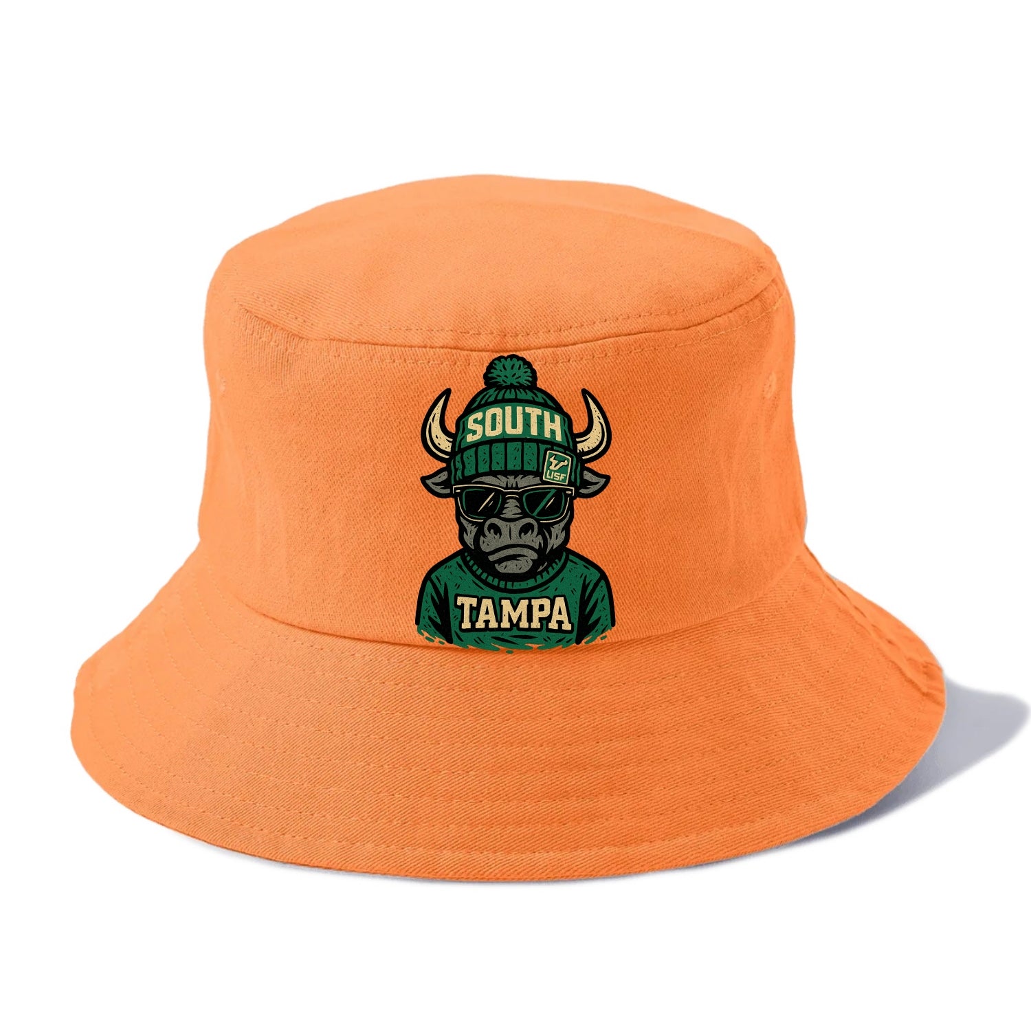 Tampa Bull wearing South Florida beanie with USF patch - Bucket Hat - Terracotta Clay(Orange)