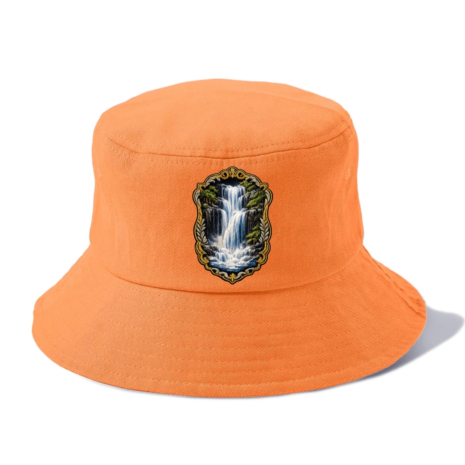 WATERFALL CASCADE - falling water with mist in blue and white , nature wonder - Bucket Hat - Terracotta Clay(Orange)