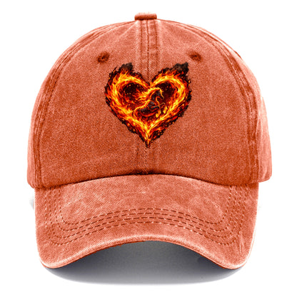 HEART OF FIRE | Flaming heart with horse silhouette inside | Passion embodied | Love - Classic Cap - Terracotta Clay(Orange)