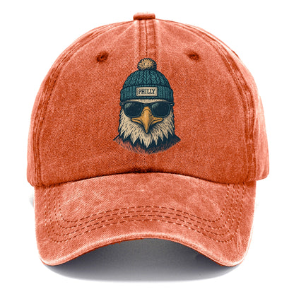 Philadelphia Eagle wearing Philly beanie with pom pom and wayfarer sunglasses - Classic Cap - Terracotta Clay(Orange)