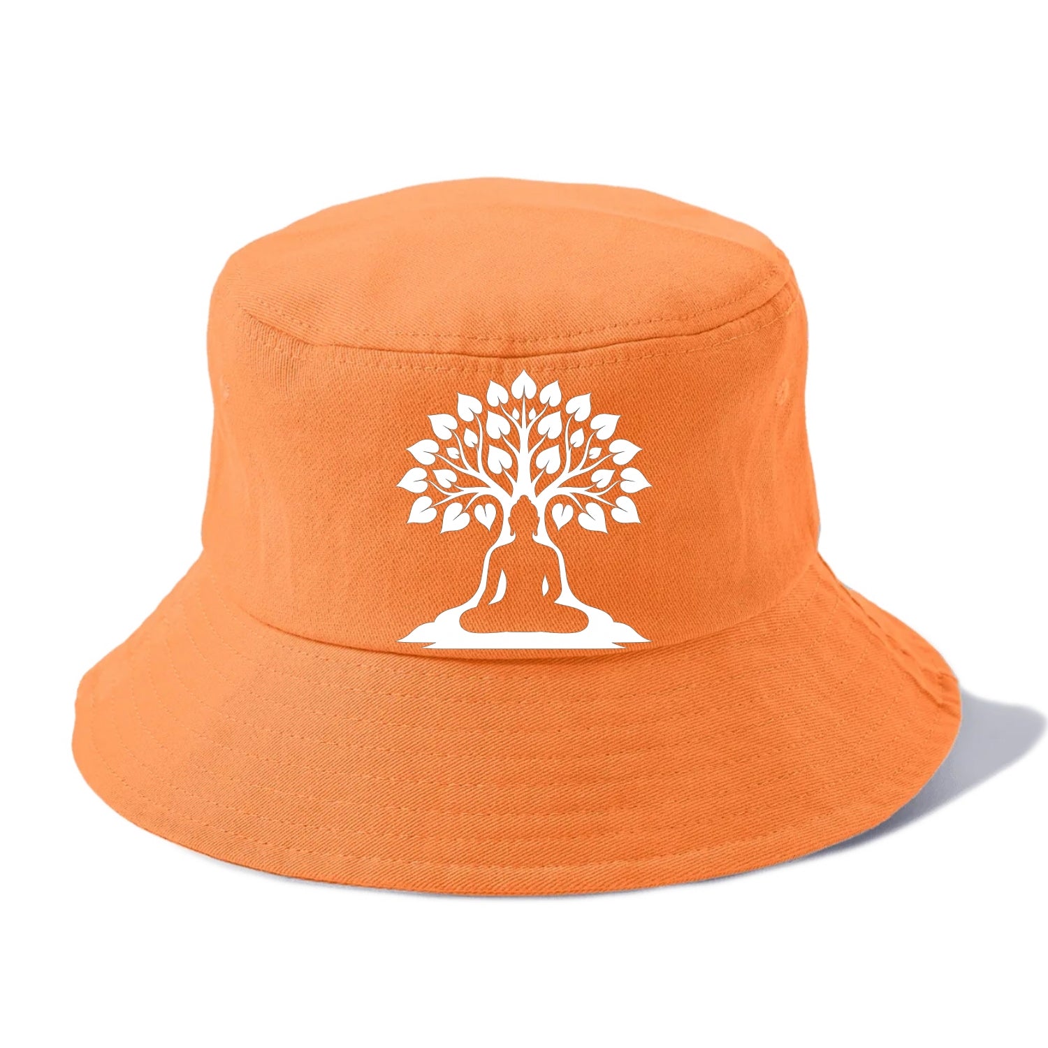 Buddha silhouette meditating - negative space forms bodhi tree - Bucket Hat - Terracotta Clay(Orange)