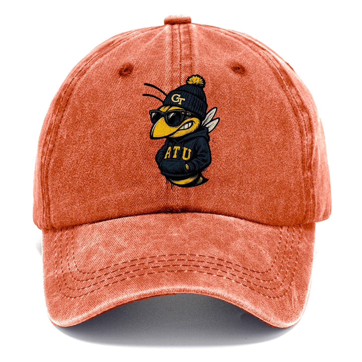 Atlanta Yellow Jacket wearing Georgia Tech beanie with GT patch - Classic Cap - Terracotta Clay(Orange)