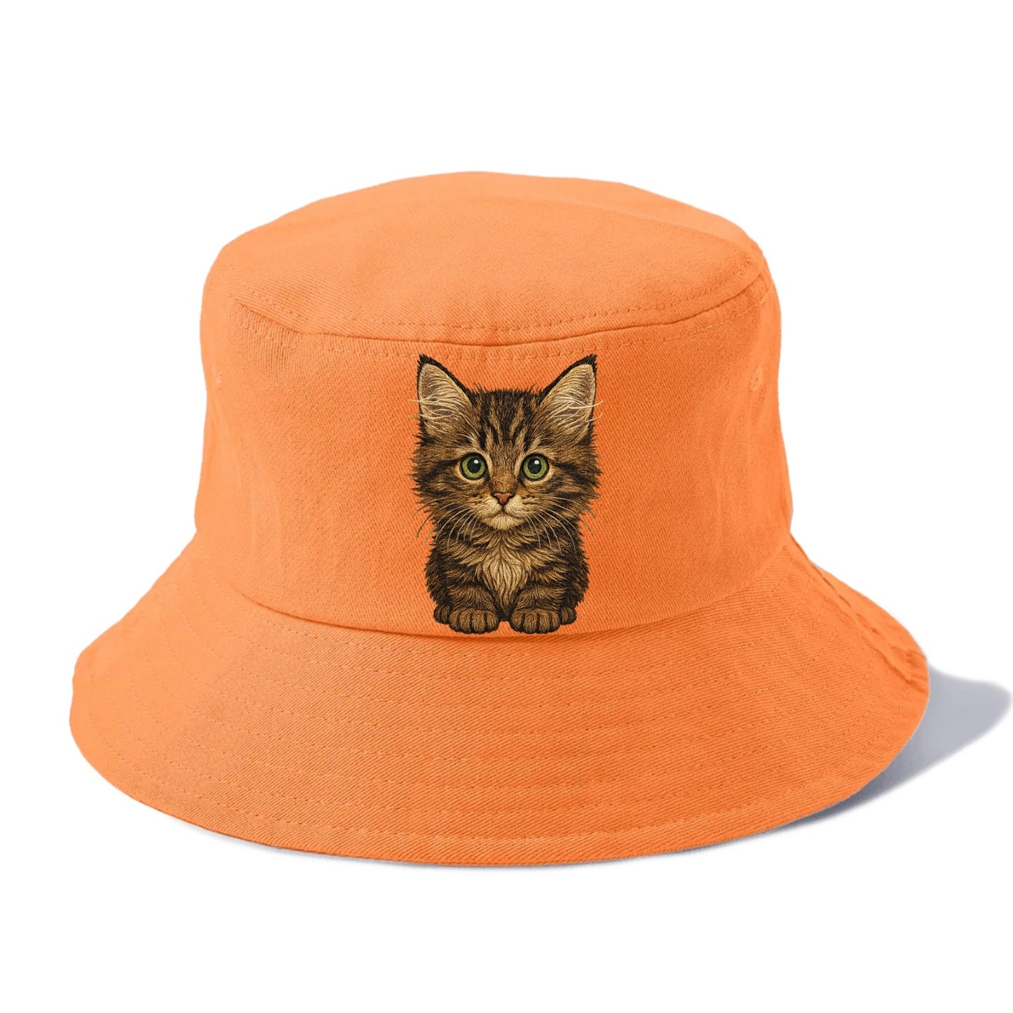 Baby Maine Coon Kitten - large fluffy tabby, tufted ears, big green eyes, lynx-like, - Bucket Hat - Terracotta Clay(Orange)